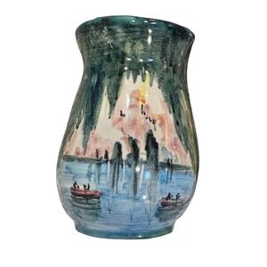 Amalfi Vintage Italy Art Pottery Wall‎ Pocket Hand Painted Landscape Scene Decor